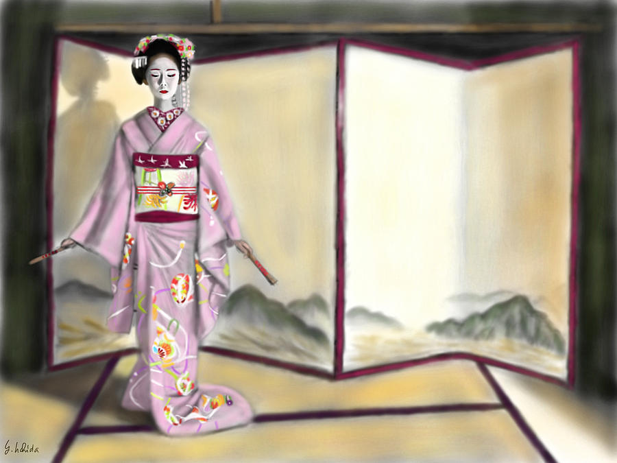 Ipad Painting - Geisha No.143 by Yoshiyuki Uchida Ipad Painting - Geisha No.143 by Yoshiyuki Uchida