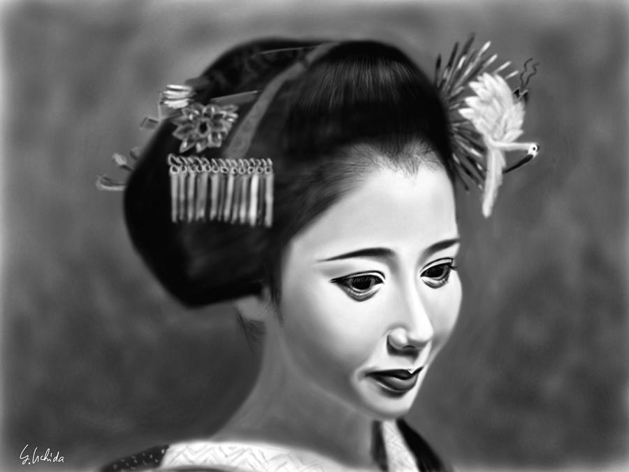 Ipad Painting - Geisha No.144 by Yoshiyuki Uchida Ipad Painting - Geisha No.144 by Yoshiyuki Uchida
