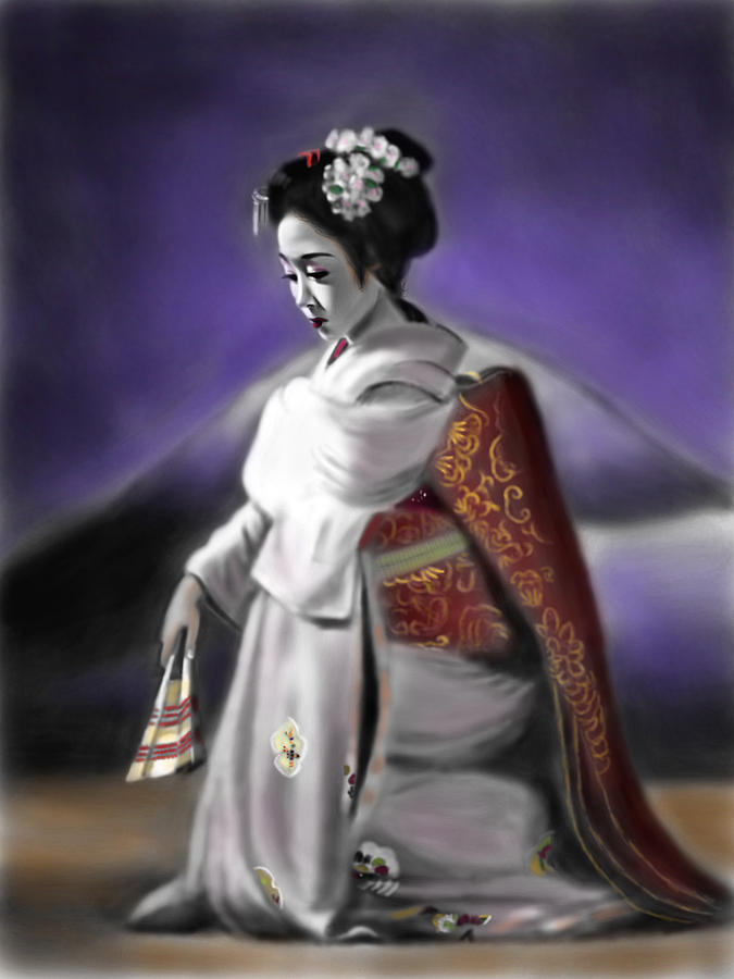 Ipad Painting - Geisha No.157 by Yoshiyuki Uchida Ipad Painting - Geisha No.157 by Yoshiyuki Uchida