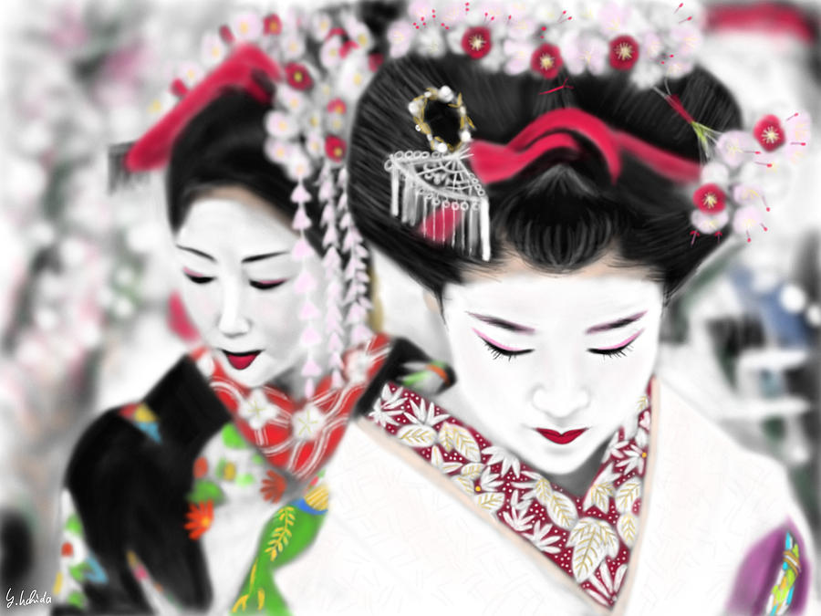 Portrait Painting - Geisha No.161 by Yoshiyuki Uchida Portrait Painting - Geisha No.161 by Yoshiyuki Uchida