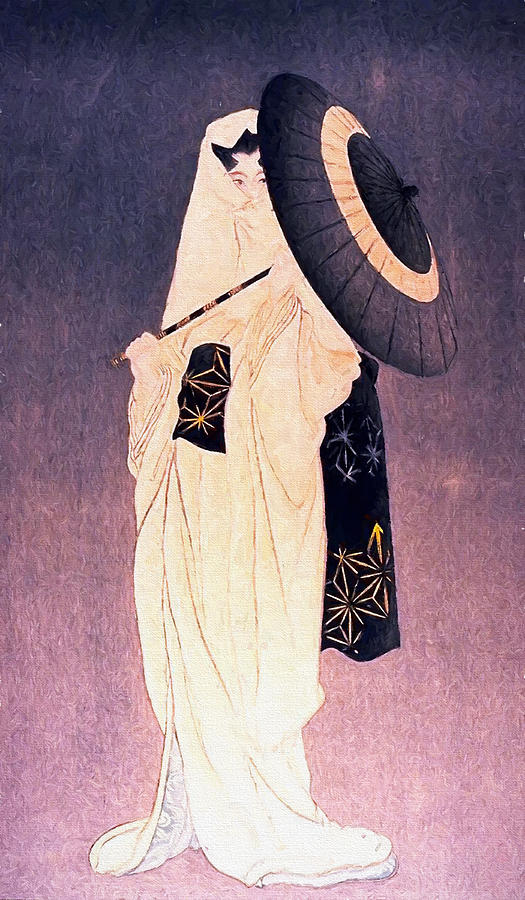 Geisha with Umbrella Painting by Shanina Conway