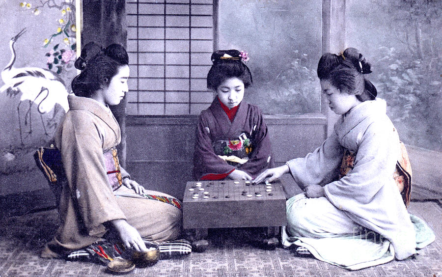 Geishas Playing Game Photograph by Unknown
