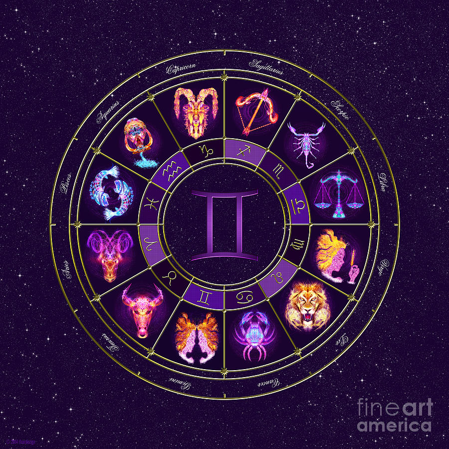 Gemini - Zodiac Lightburst Circle by Ifourdezign