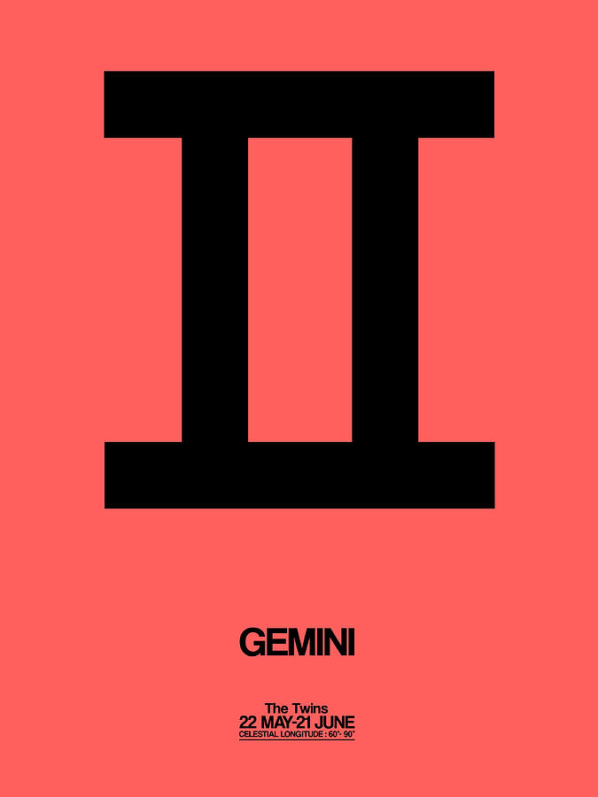 Gemini Digital Art - Gemini Zodiac Sign Black by Naxart Studio