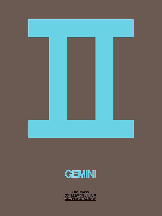 Gemini Digital Art - Gemini Zodiac Sign Blue by Naxart Studio