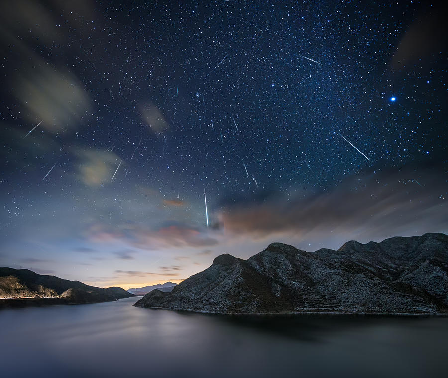 Geminids meteor shower Photograph by Haitong Yu