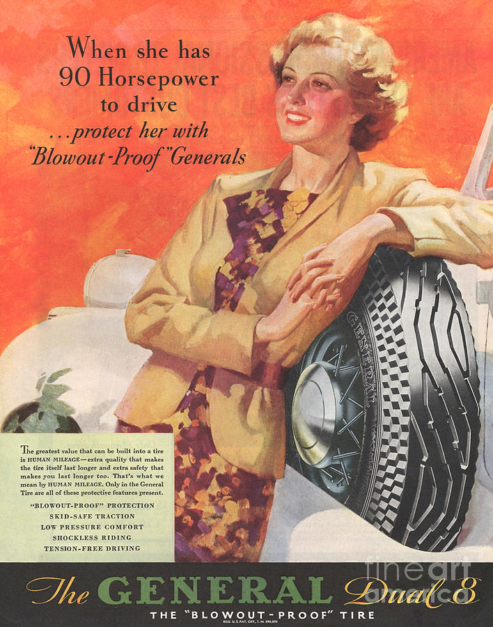 General 1930s Usa Tyres Womens Drawing by The Advertising Archives ...