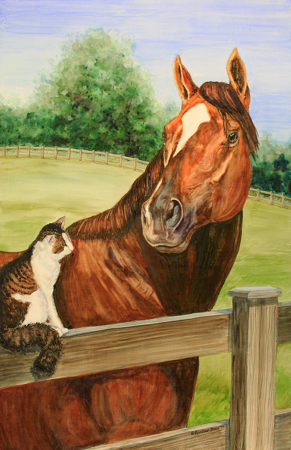 Horse Racing Painting - General Charlie and Whirlaway the Cat Portrait by Kristine Plum