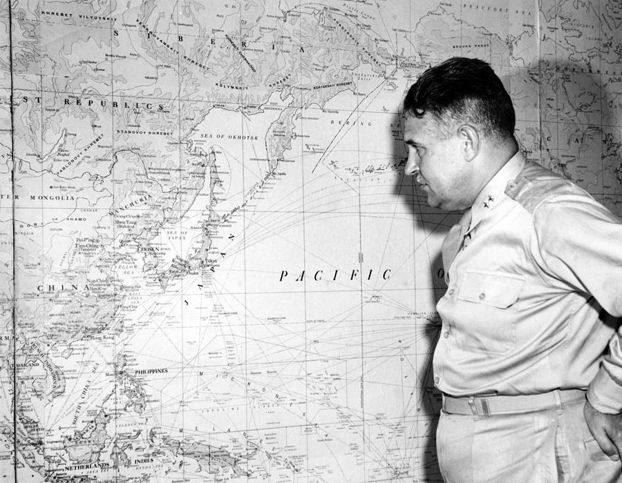 General Groves Studies Map Of Japan Photograph by Science Source