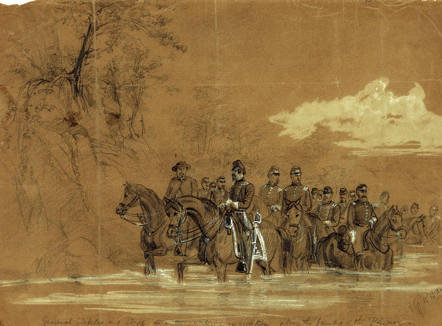 General Sickles And Staff In A Reconnoitering Expedition Drawing by ...