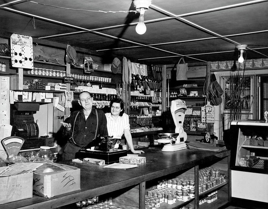 Vintage Photograph - General Store And Proprietors by Underwood Archives
