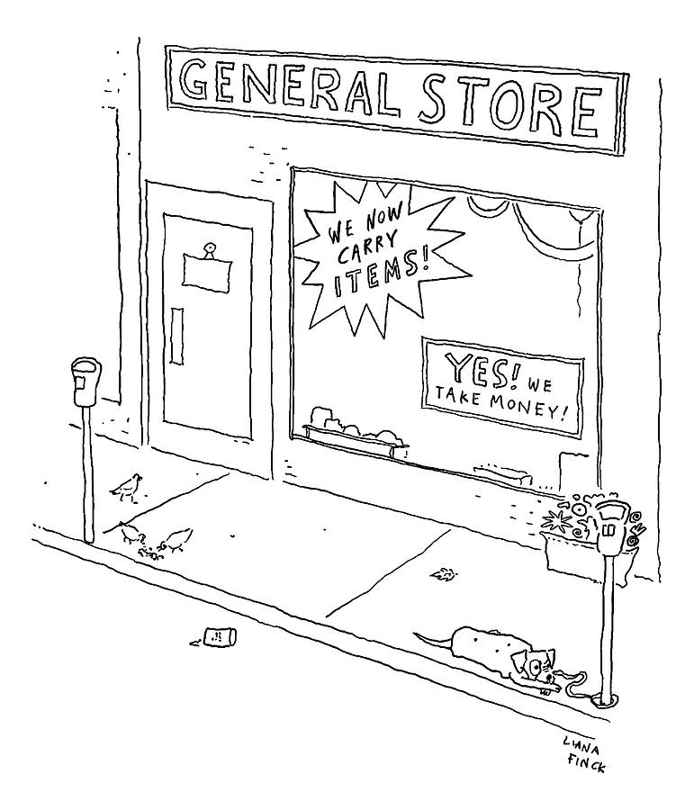 General Store Features Signs yes Drawing by Liana Finck