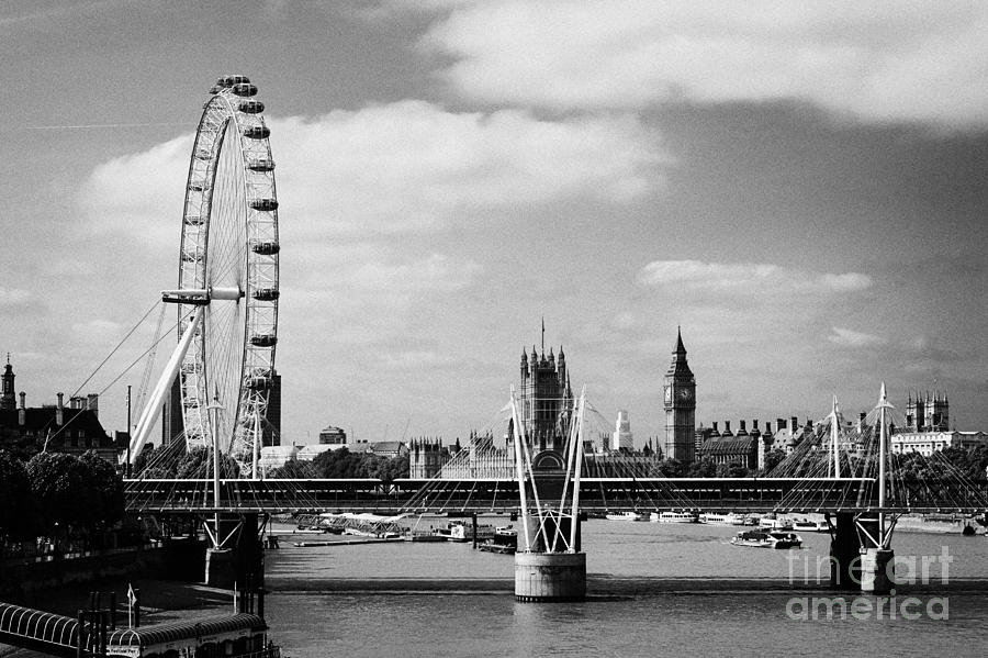 general view of the hungerford bridge london eye and houses of ...