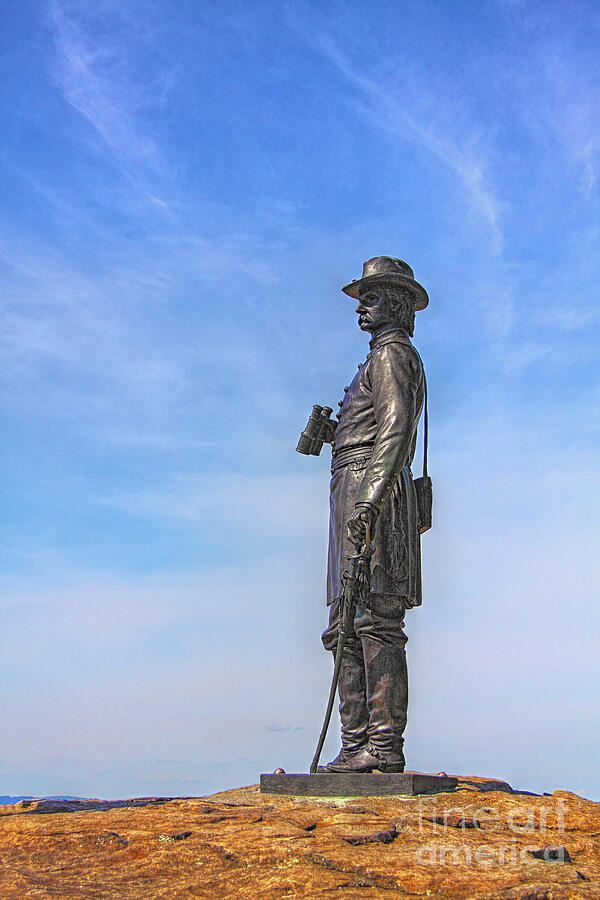 Gettysburg National Park Photograph - General Warren Statue at Gettysburg by Randy Steele