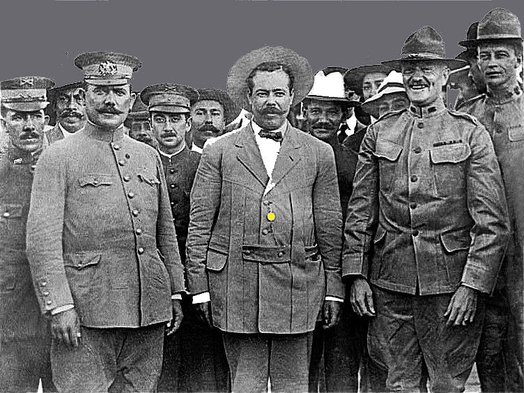 Generals Alvaro Obregon  Pancho Villa and John Pershing Ft. Bliss El Paso Texas August 27 1914. Photograph by David Lee Guss