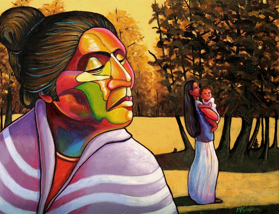 Woman Painting - Generations by Joe Triano Woman Painting - Generations by Joe Triano