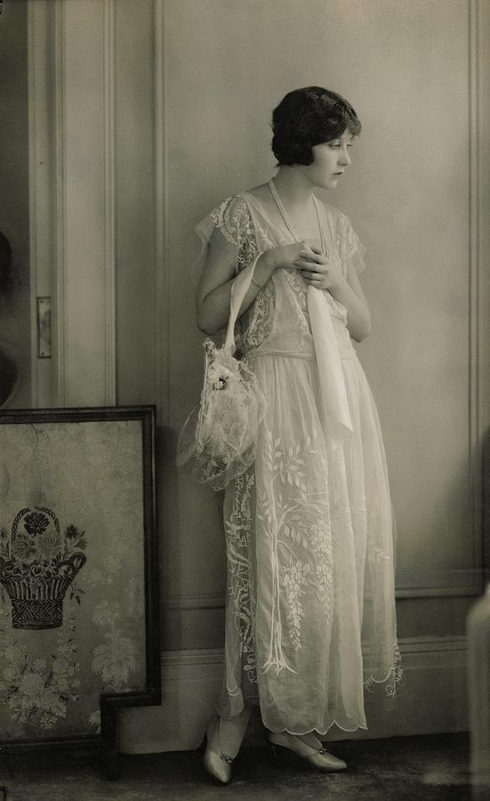 Genevieve Tobin Wearing A Lace Dress Photograph by Edward Steichen