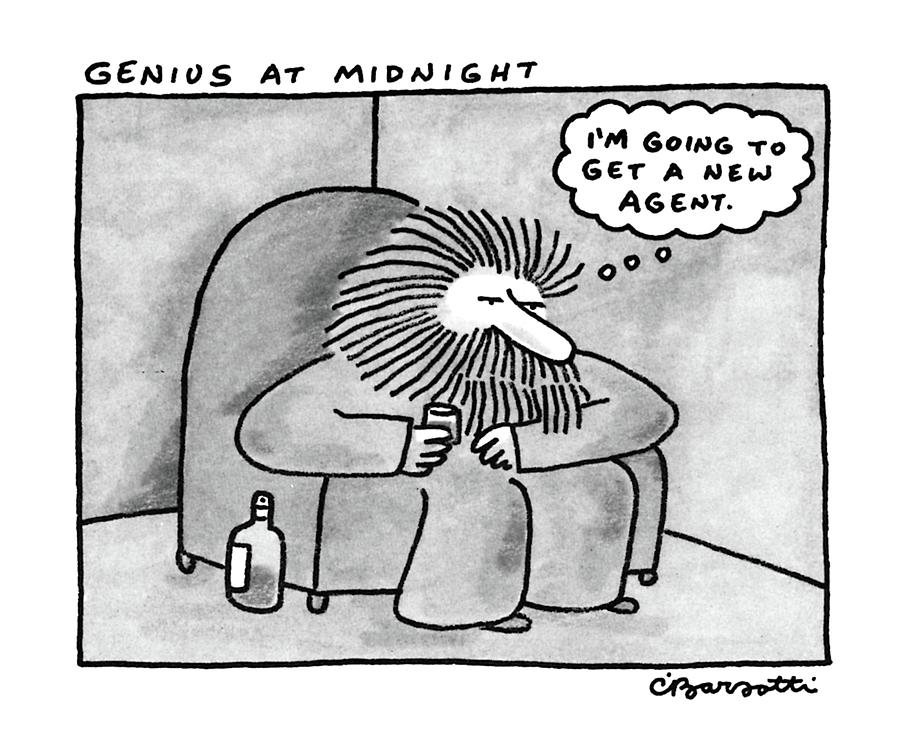 Genius At Midnight Drawing by Charles Barsotti