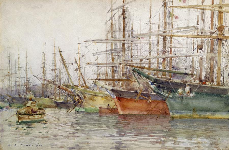 Boat Painting - Genoa Harbour, 1904 by Henry Scott Tuke