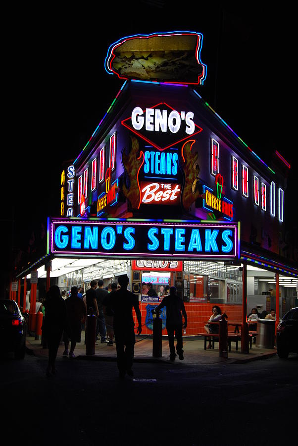 Philadelphia Photograph - Genos Steaks- Night by Judy Gallagher