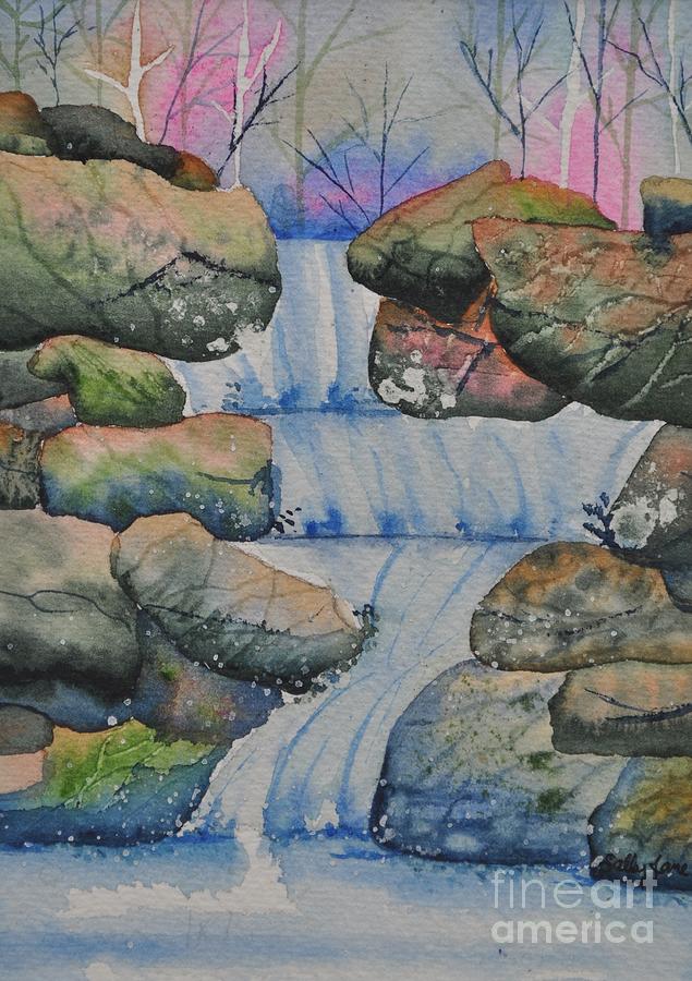 Waterfall Painting - Gentle Falls by Sally Tiska Rice Waterfall Painting - Gentle Falls by Sally Tiska Rice