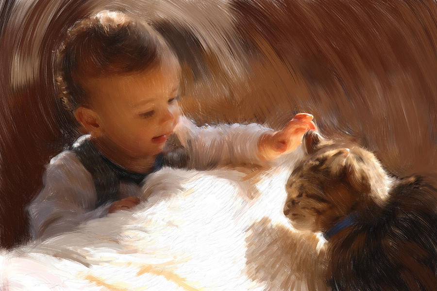 Cat Painting - Gentle Touch by Ben Thompson