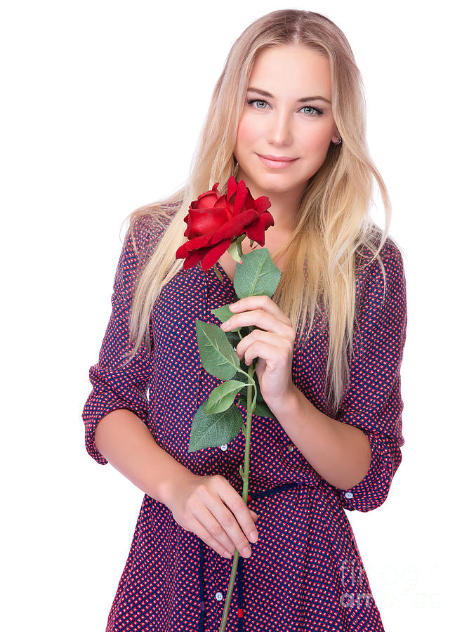 Gentle Woman With Red Rose Photograph By Anna Om Pixels