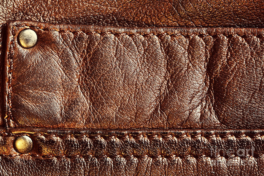 Genuine brown leather with seam Photograph by Michal Bednarek