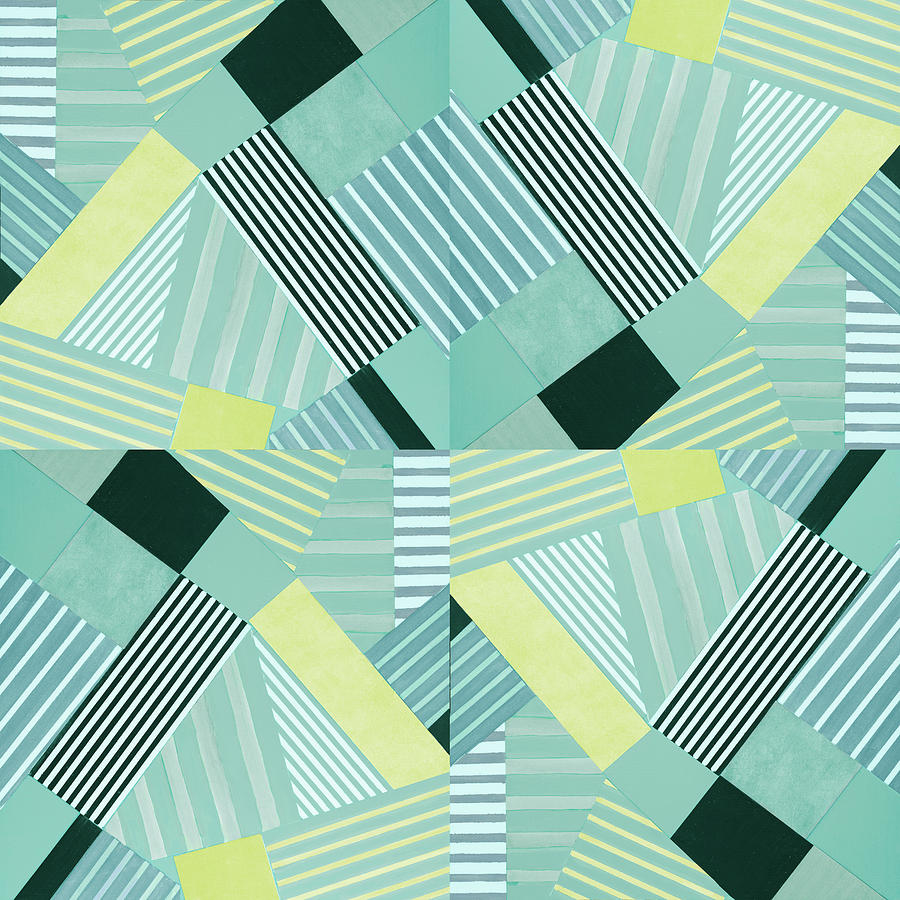 Abstract Digital Art - Geo Stripes In Pale Teal by Lanie Loreth
