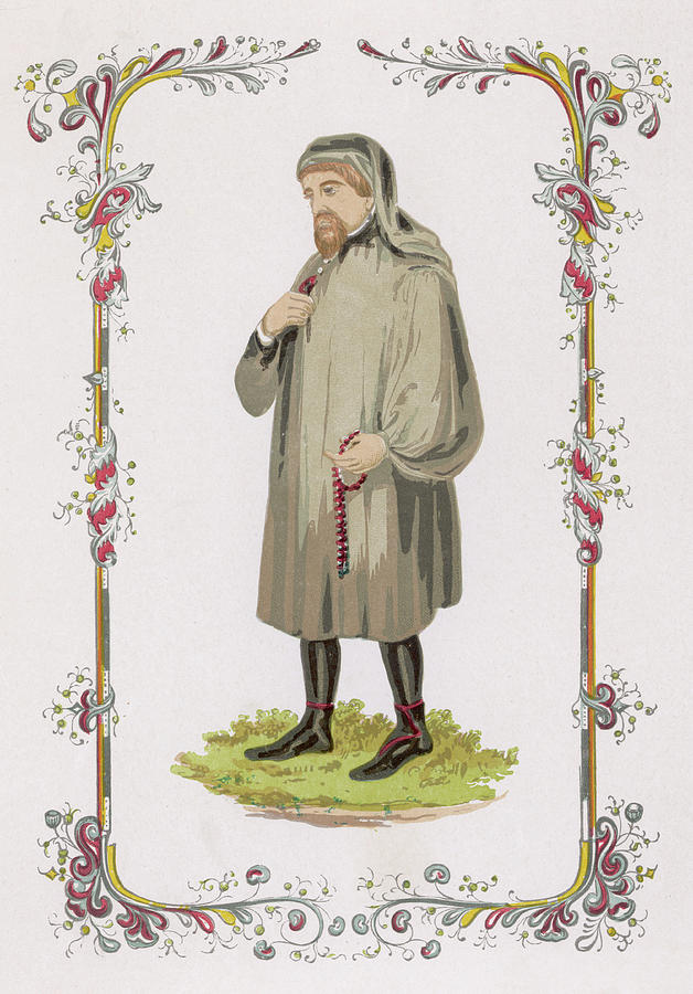 Chaucer Drawing - Geoffrey Chaucer  English Poet by Mary Evans Picture Library