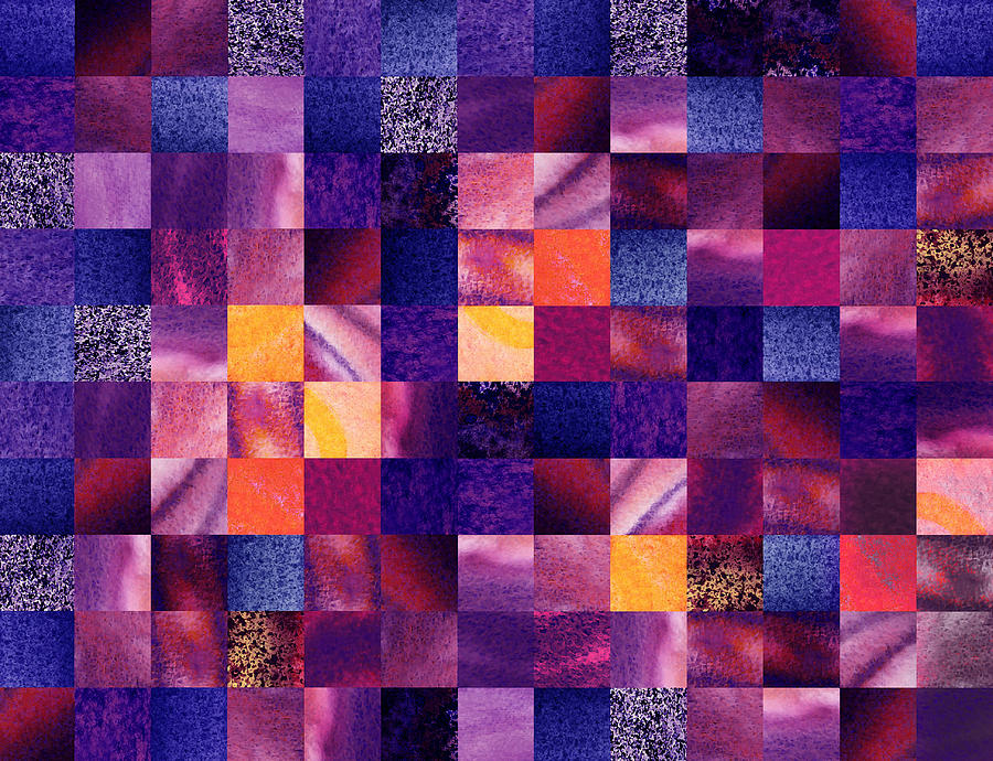 Geometric Abstract Design Purple Meadow Painting by Irina Sztukowski