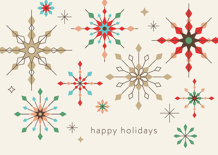Geometric Graphic Snowflake Holiday Background Drawing by Aleksandarvelasevic