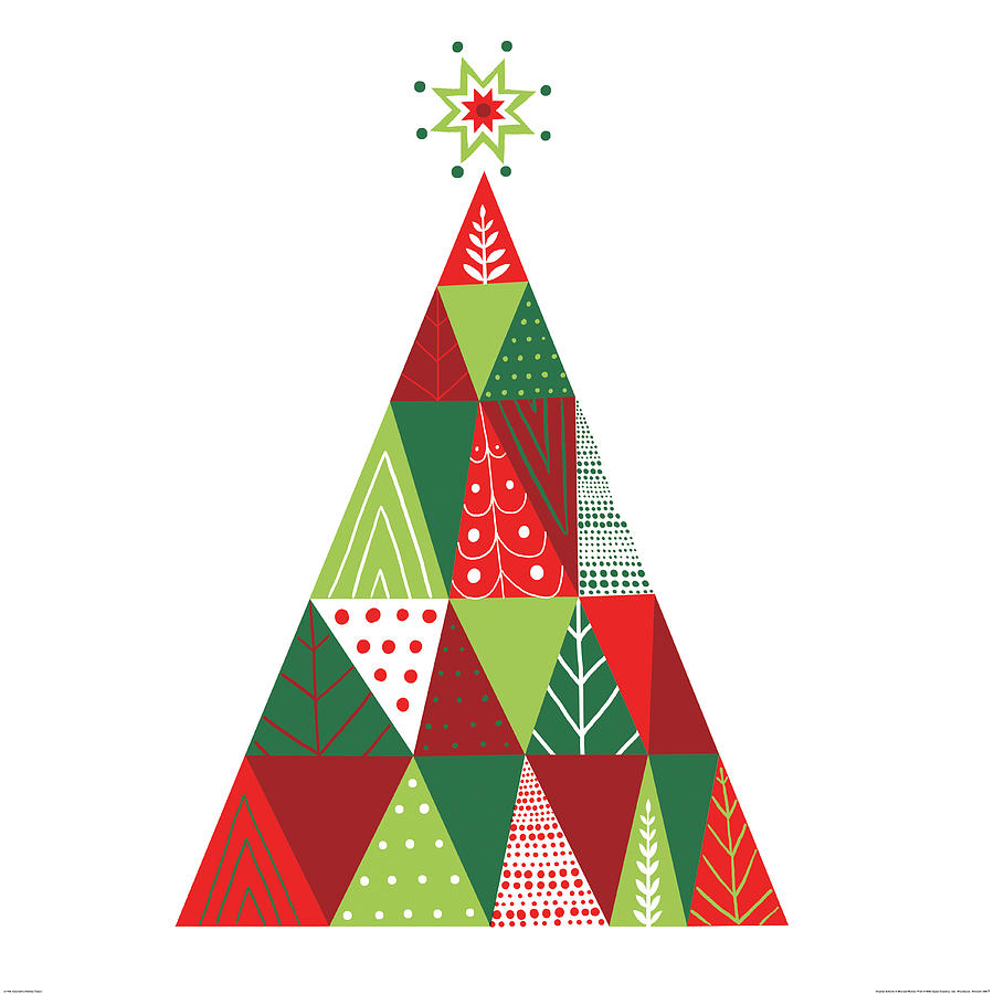 Christmas Painting - Geometric Holiday Trees I by Michael Mullan