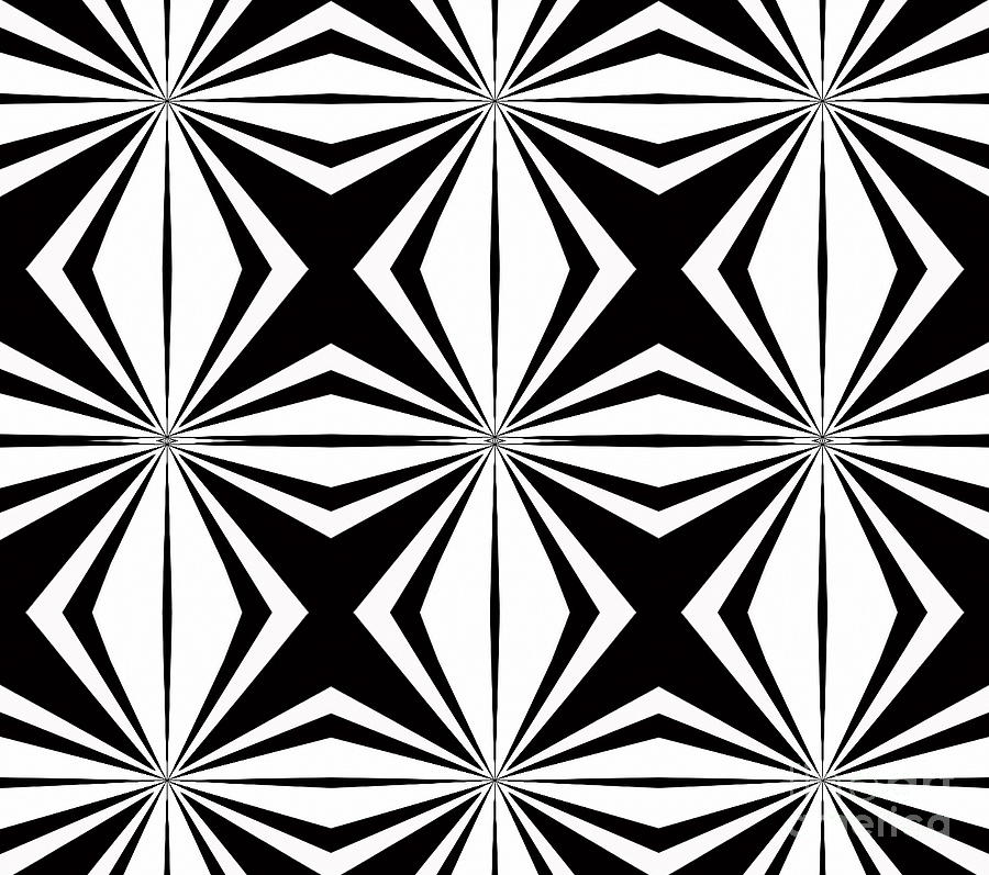 Abstract Digital Art - Geometric Pattern Abstract Black White Art No.291. by Drinka Mercep