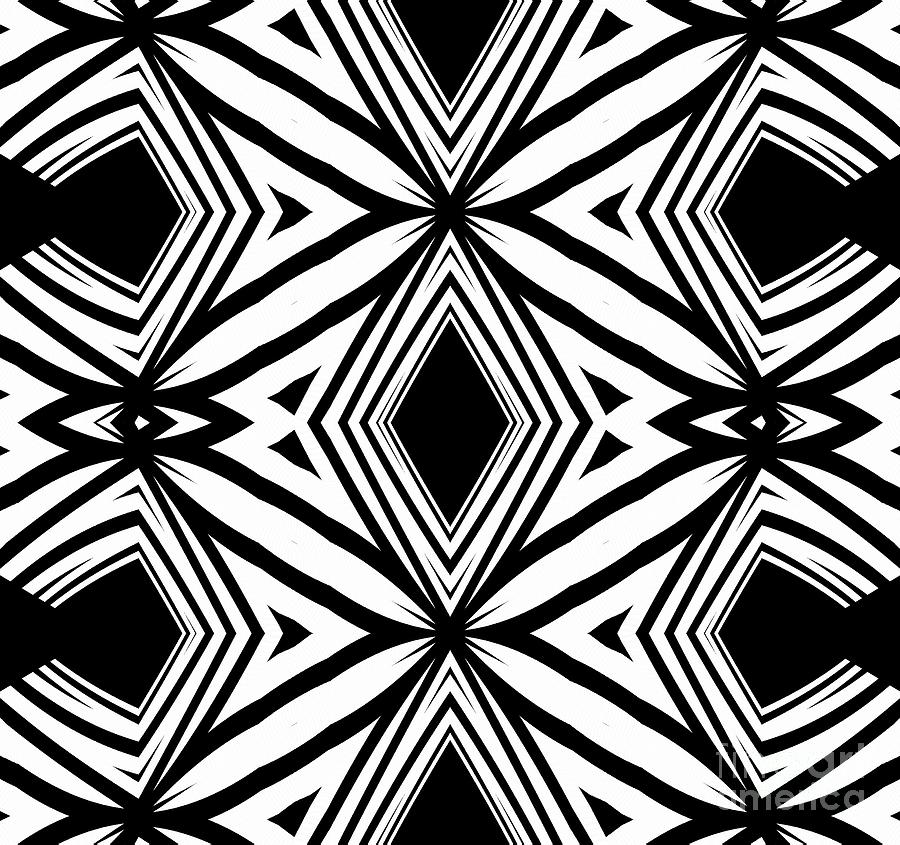 Geometric Pattern Black White Artwork Print No.208 Digital Art by