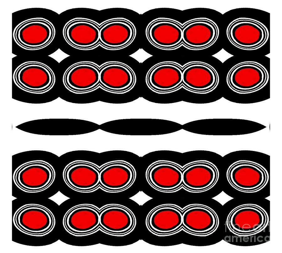 Geometric Pattern Digital Art - Geometric Pattern Black White Red Abstract Art No.25 by Drinka Mercep