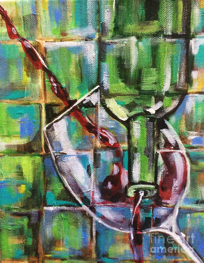 Geometric Wine 3 Painting by Lisa Owen