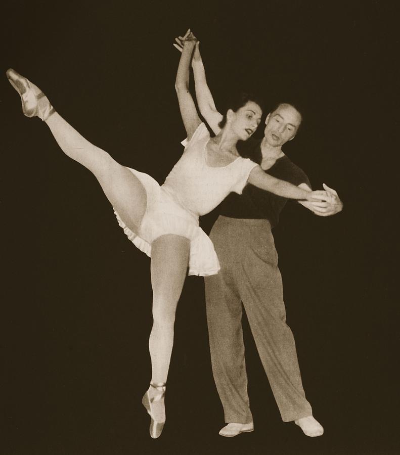 George Balanchine With Tamara Painting by French Photographer