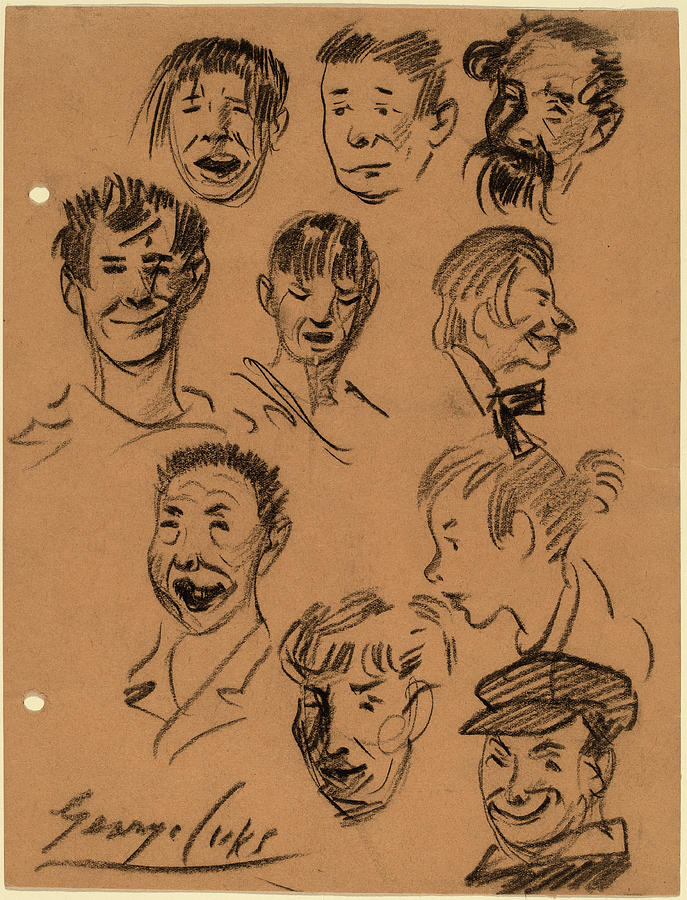 George Benjamin Luks Drawing - George Benjamin Luks, Ten Heads, American by Quint Lox