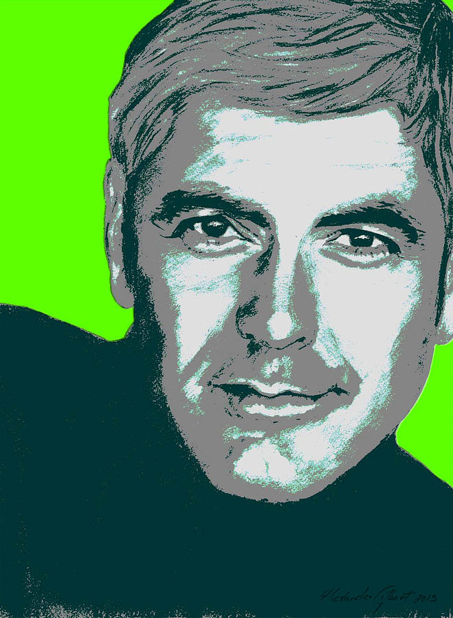 George Clooney Drawing - George Clooney - Individual Green by Alexander Gilbert