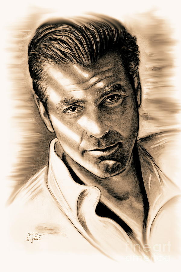 George Clooney Drawing - George Clooney by Gittas Art
