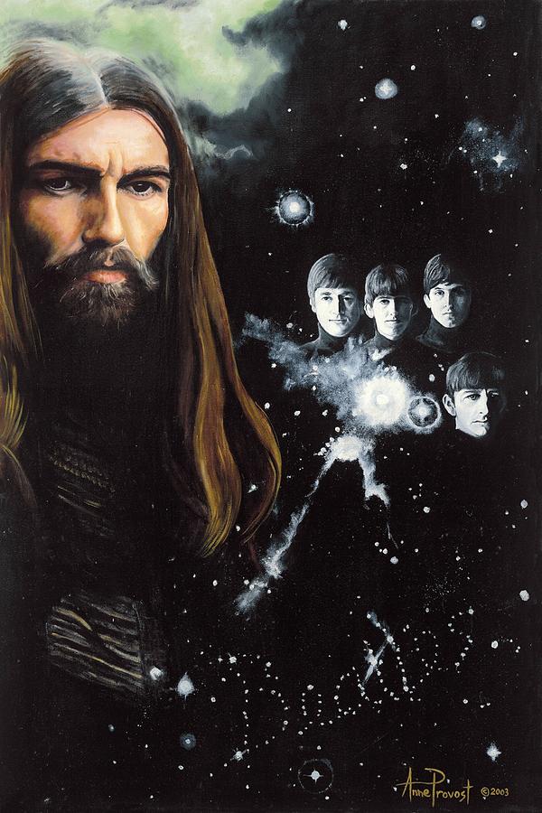 Album Cover Painting - George Harrison and the Beatles by Anne Provost Album Cover Painting - George Harrison and the Beatles by Anne Provost