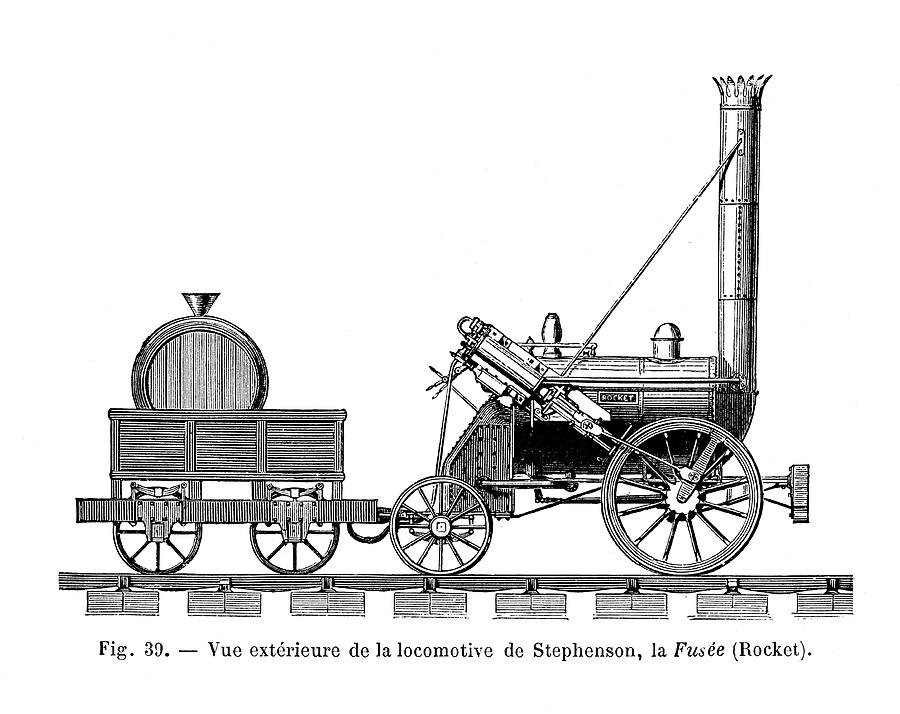George Stephenson's Locomotive Drawing by Mary Evans Picture Library ...