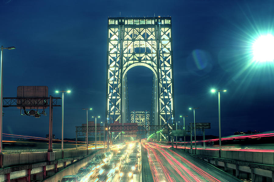 George Washington Bridge And Traffic Photograph by Tony Shi Photography