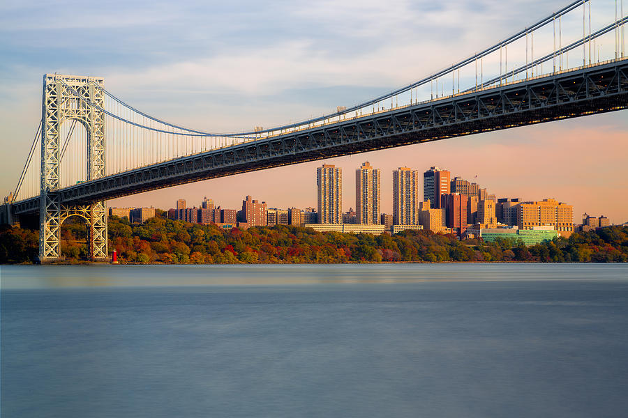 New York City Skyline Photograph - George Washington Bridge In Autumn by Susan Candelario