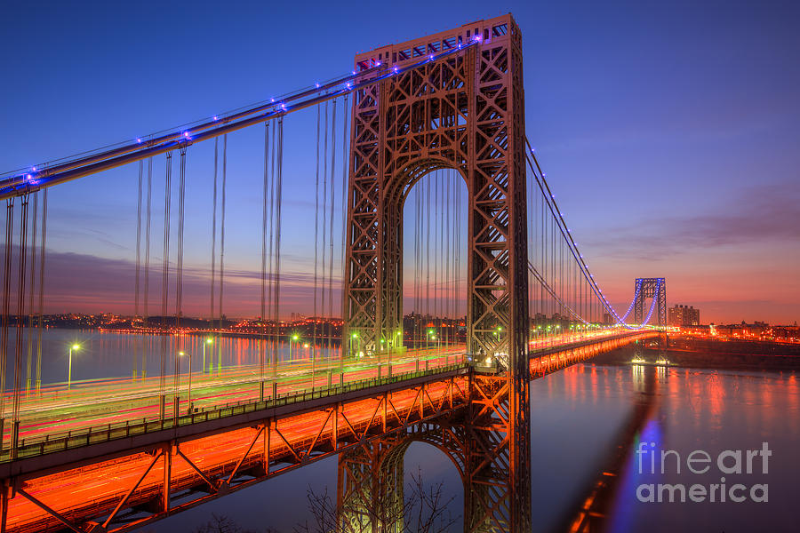 George Washington Bridge Morning Twilight I Photograph by Clarence Holmes
