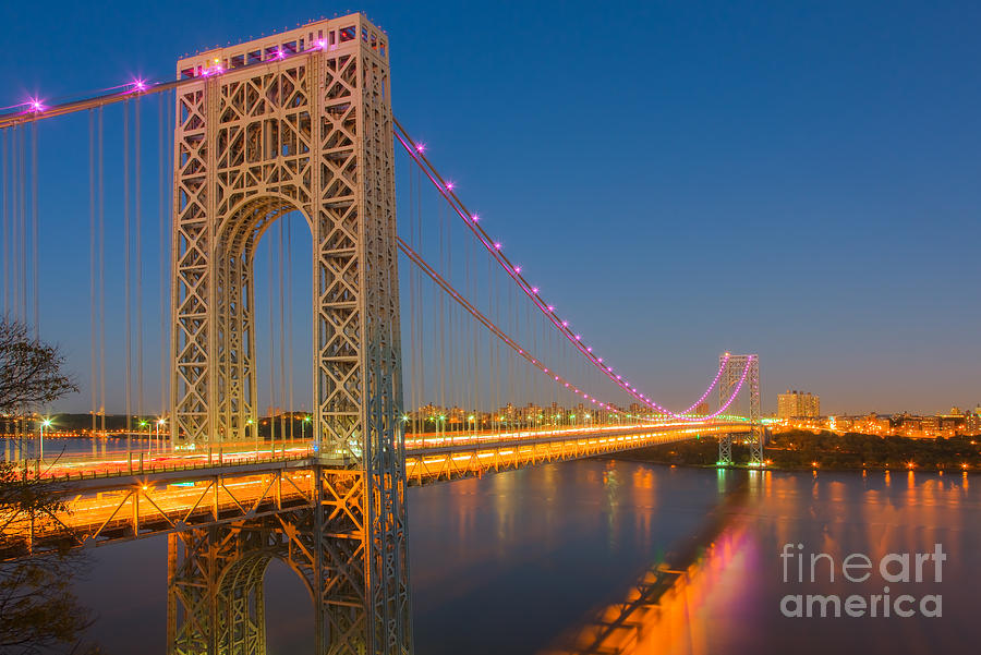 George Washington Bridge Twilight I Photograph by Clarence Holmes