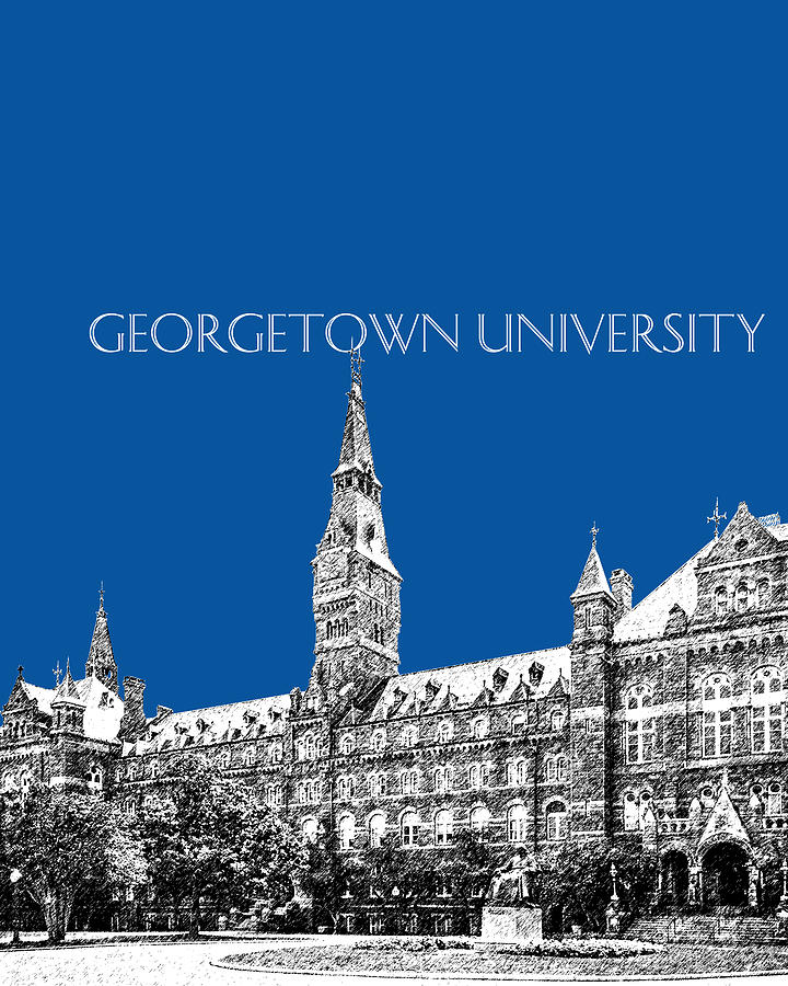Architecture Digital Art - Georgetown University - Royal Blue by DB Artist