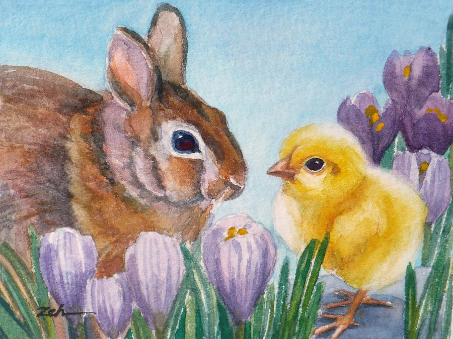 Georgia and Emmy Fluffentail Painting by Janet Zeh