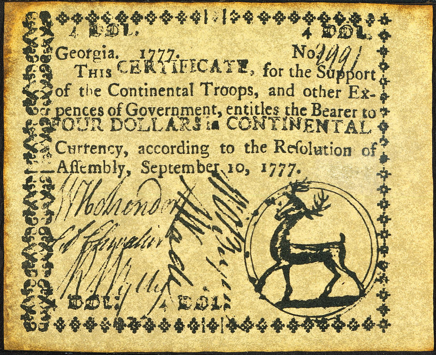 Georgia Banknote, 1777 Photograph by Granger